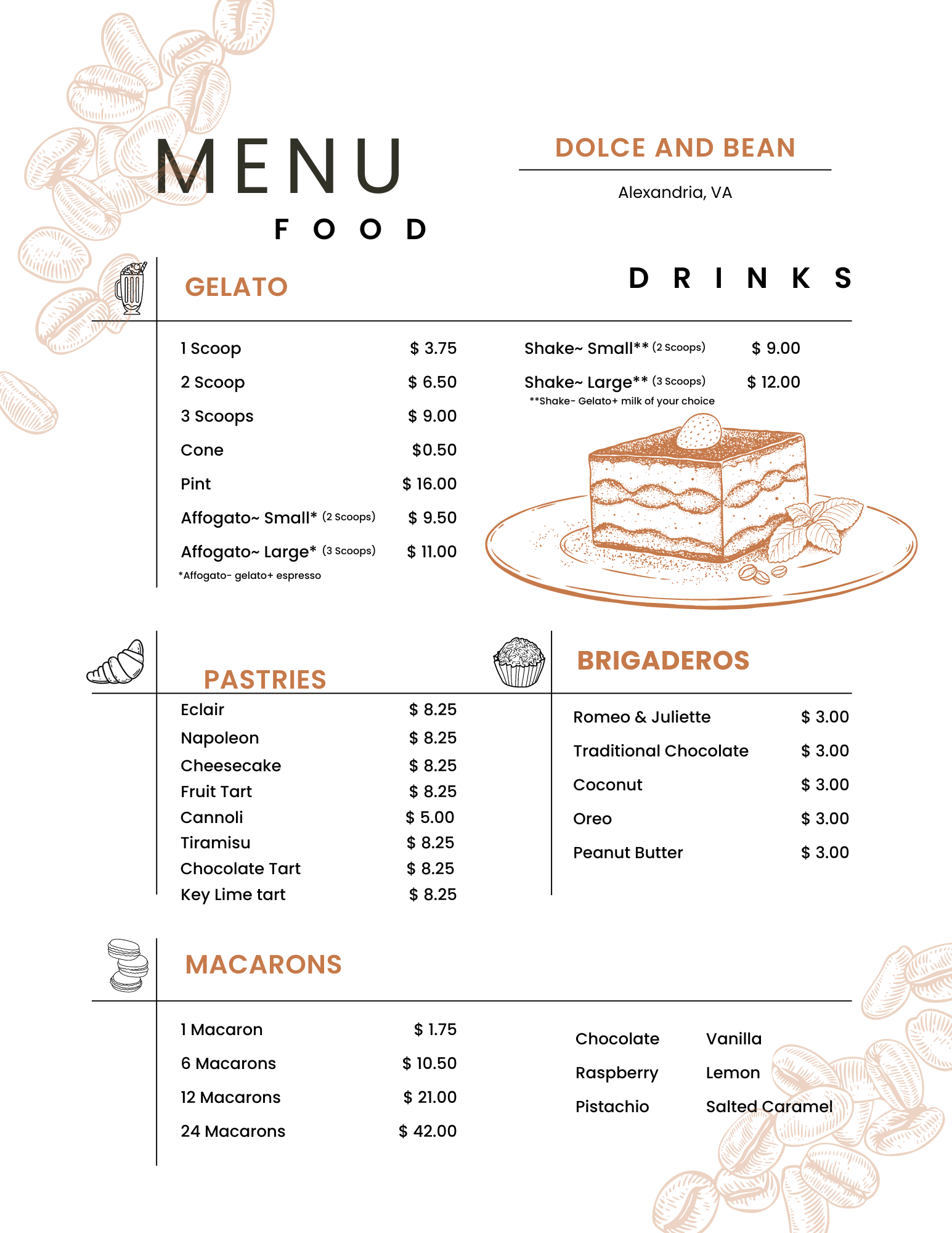 Menu | Dolce & Bean | Alexandria, VA